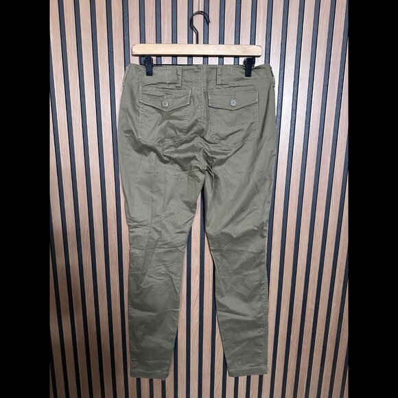 Cabi Pants 4 Womens Green Army Chino Waxy Stretch Fabric Mid Rise - Picture 2 of 8